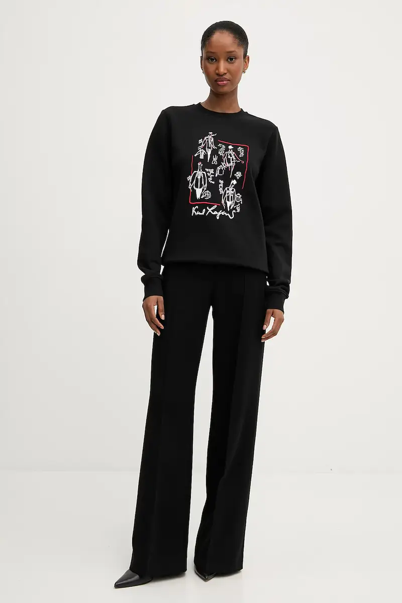 felpa in cotone donna colore nero A3W20065 miniatura 2