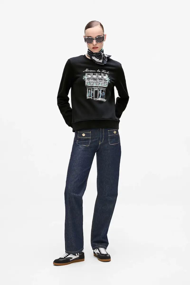 felpa in cotone donna colore nero A4W20065 miniatura 3