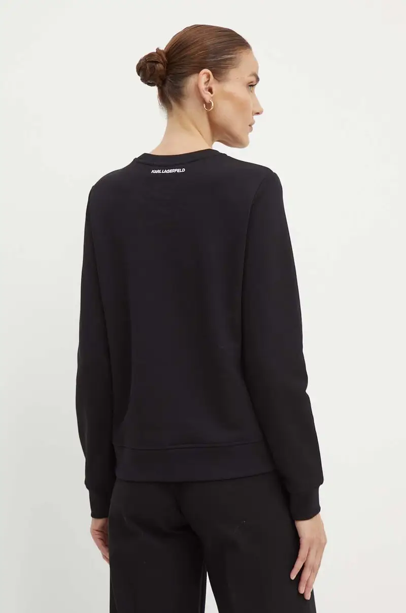 felpa in cotone donna colore nero con applicazione 245W1813 miniatura 3