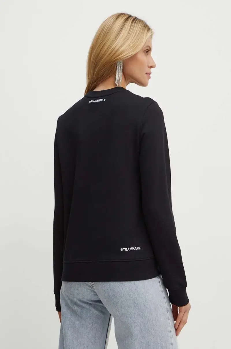 felpa in cotone donna colore nero con applicazione 245W1830 miniatura 3