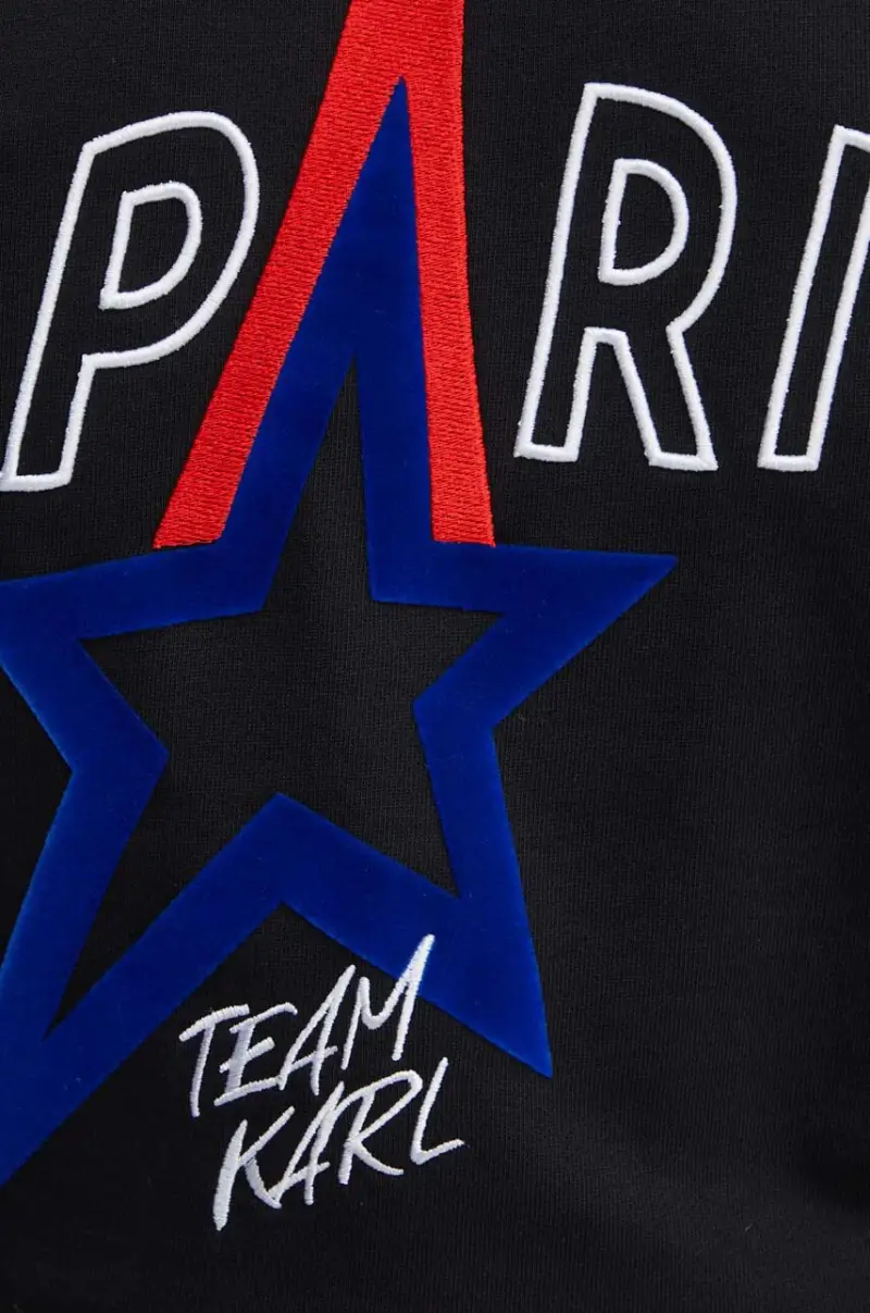 felpa in cotone donna colore nero con applicazione 245W1830 miniatura 5