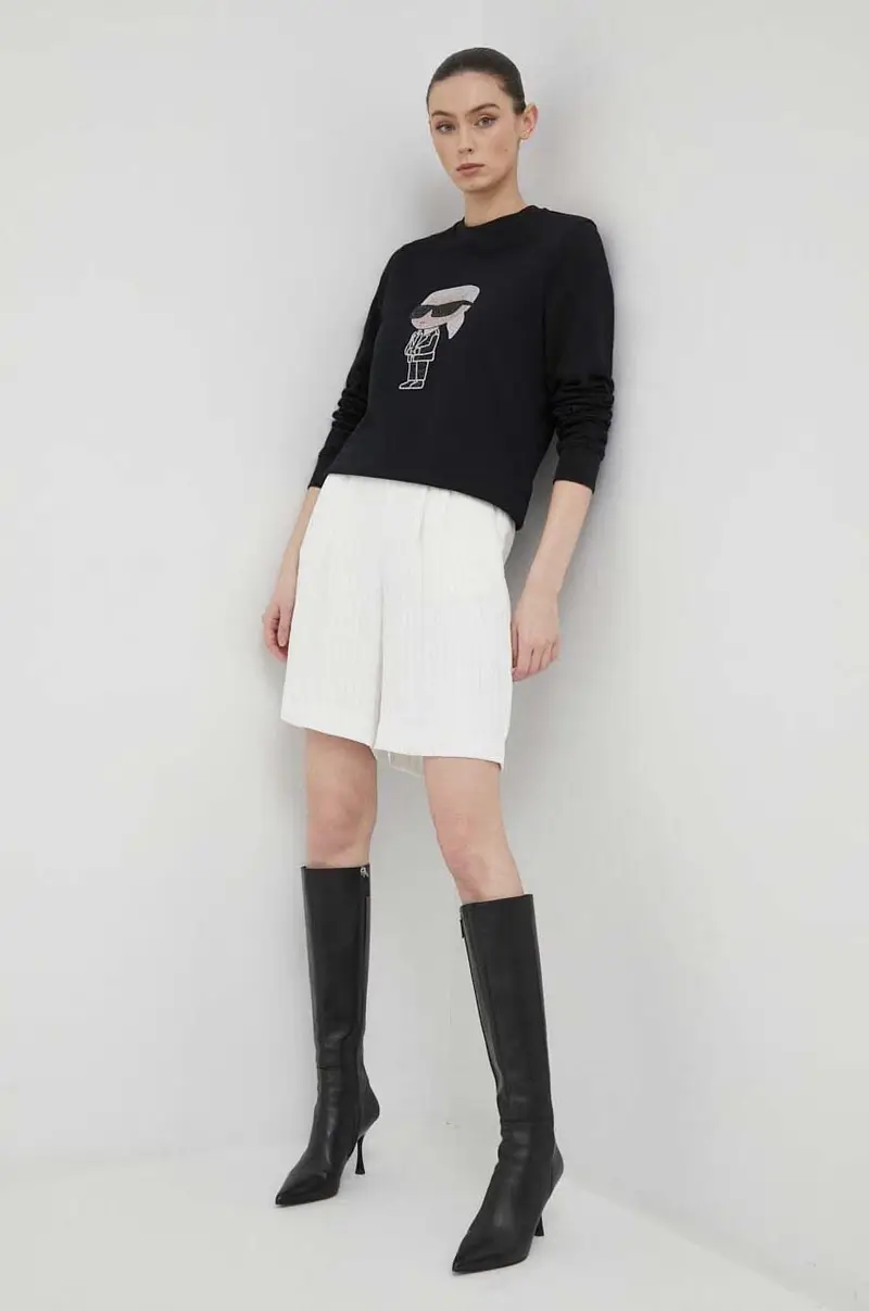 felpa in cotone donna colore nero con applicazione miniatura 2