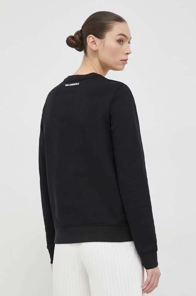 felpa in cotone donna colore nero con applicazione miniatura 3