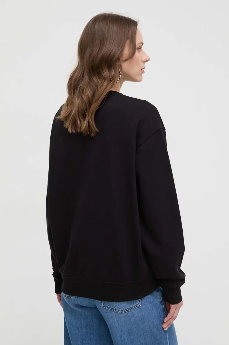 felpa in cotone donna colore nero con applicazione miniatura 3