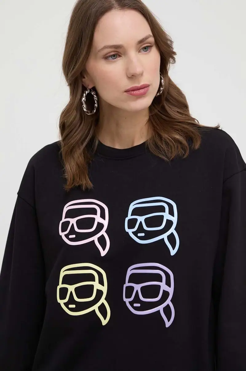 felpa in cotone donna colore nero con applicazione miniatura 4