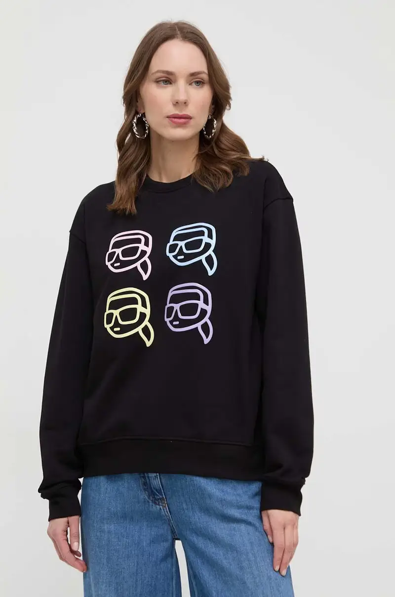 felpa in cotone donna colore nero con applicazione