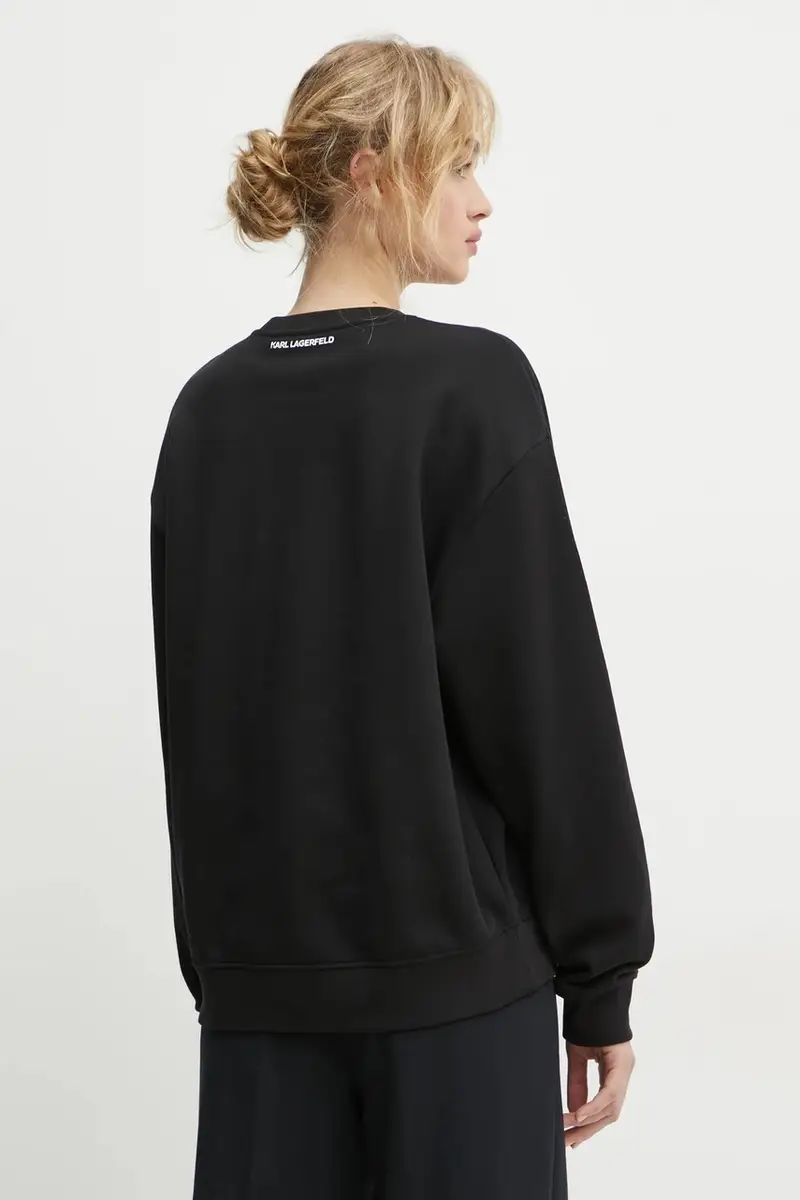 felpa in cotone donna colore nero con applicazione A1W20045 miniatura 3