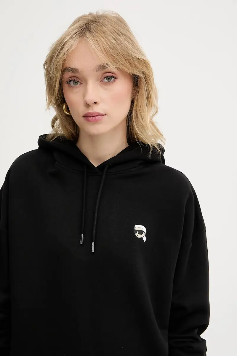 felpa in cotone donna colore nero con cappuccio A3W20053 miniatura 4