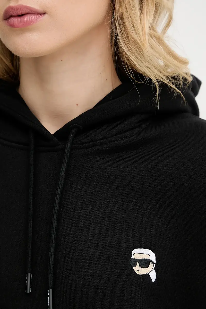 felpa in cotone donna colore nero con cappuccio A3W20053 miniatura 5