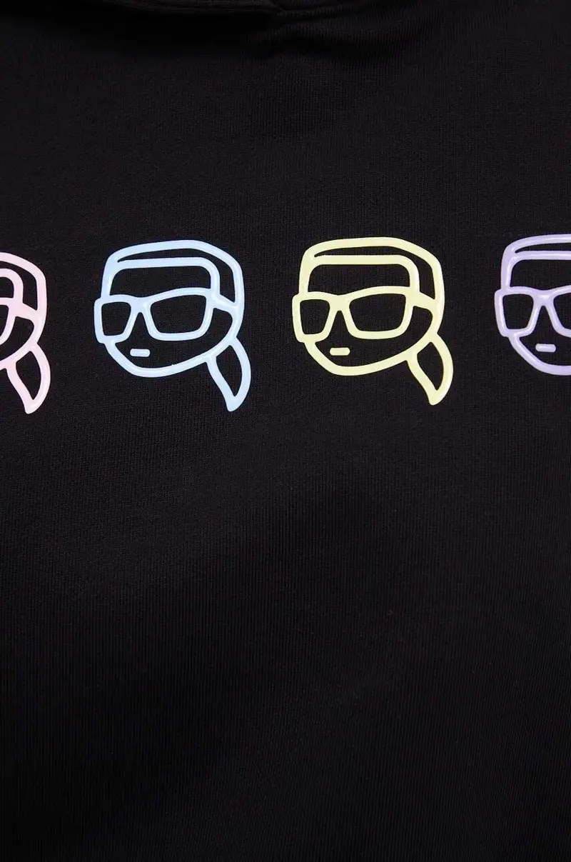 felpa in cotone donna colore nero con cappuccio con applicazione miniatura 5