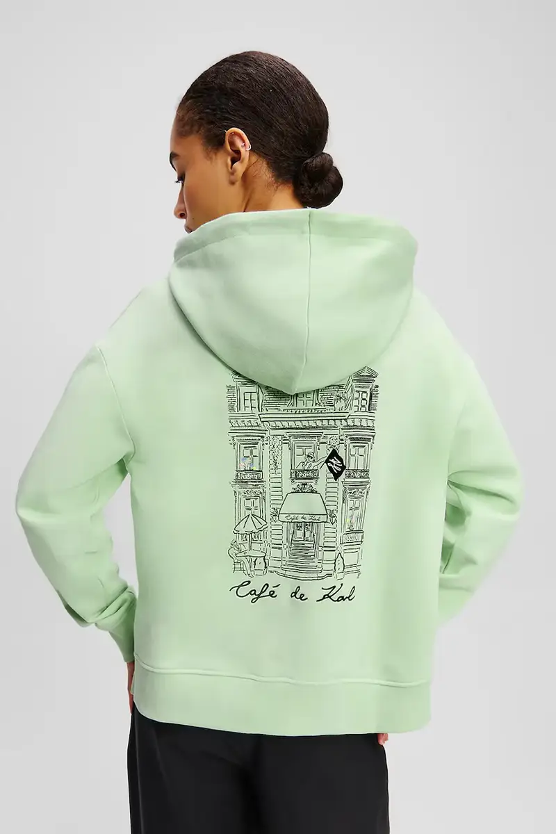 felpa in cotone donna colore verde con cappuccio A2W20058 miniatura 2