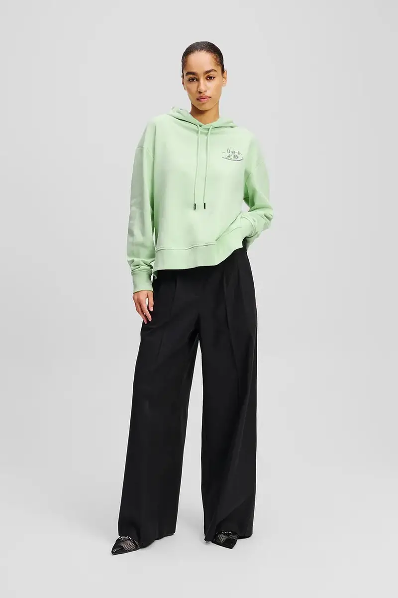 felpa in cotone donna colore verde con cappuccio A2W20058 miniatura 4