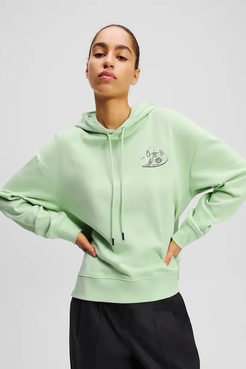 felpa in cotone donna colore verde con cappuccio A2W20058