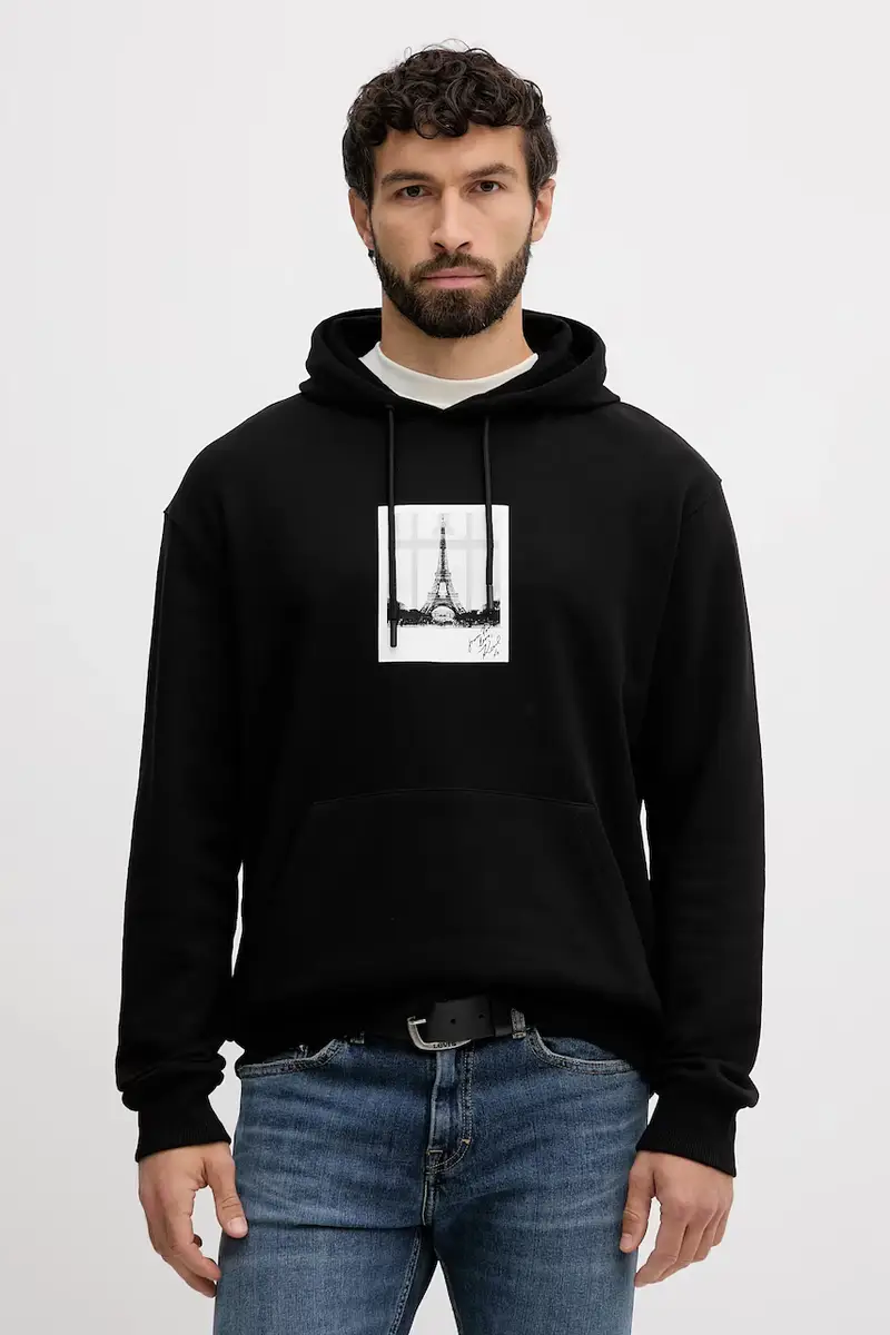 felpa in cotone Karl Lagerfeld x Paris Hilton uomo colore nero con cappuccio 554917.705420 miniatura 3