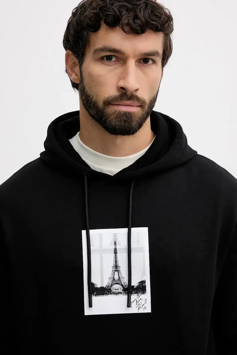 felpa in cotone Karl Lagerfeld x Paris Hilton uomo colore nero con cappuccio 554917.705420 miniatura 4