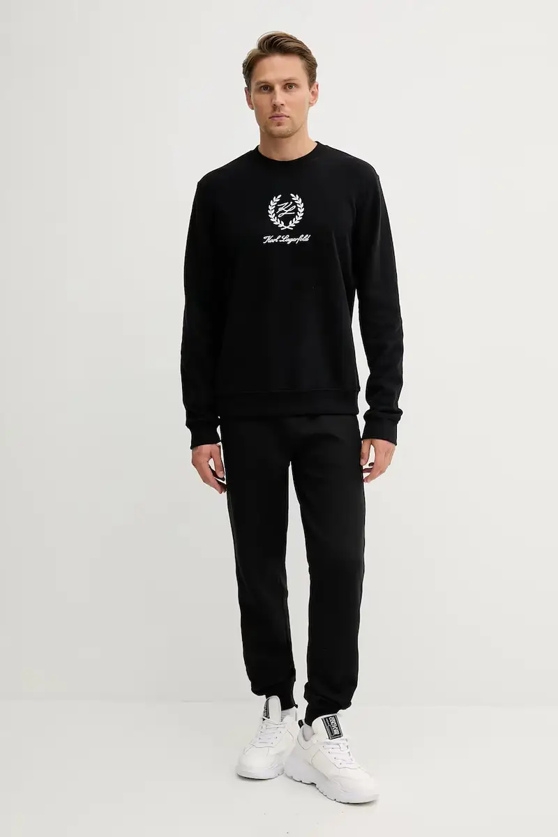 felpa in cotone uomo colore nero con applicazione A3M44001 miniatura 2