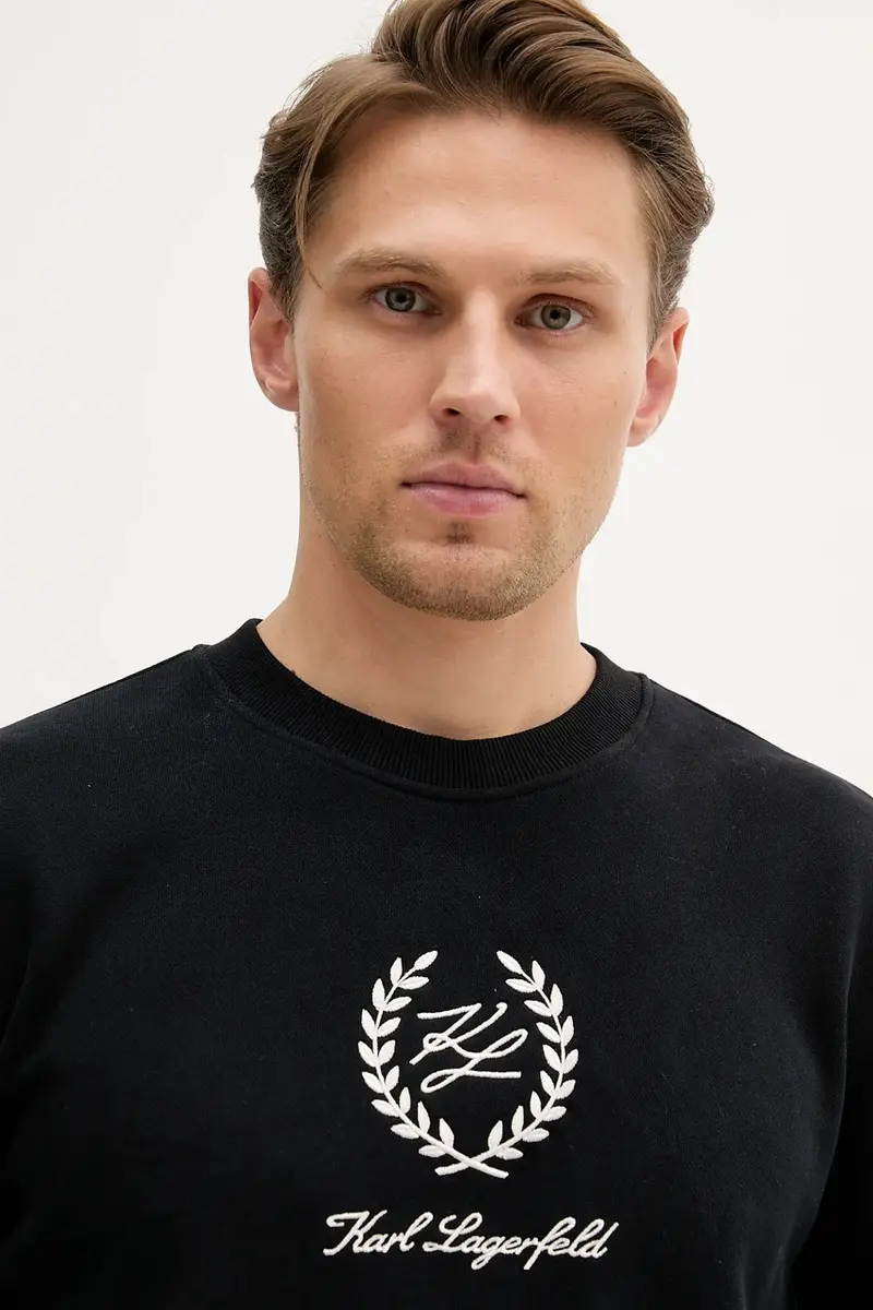 felpa in cotone uomo colore nero con applicazione A3M44001 miniatura 4