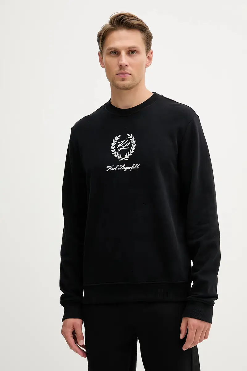 felpa in cotone uomo colore nero con applicazione A3M44001