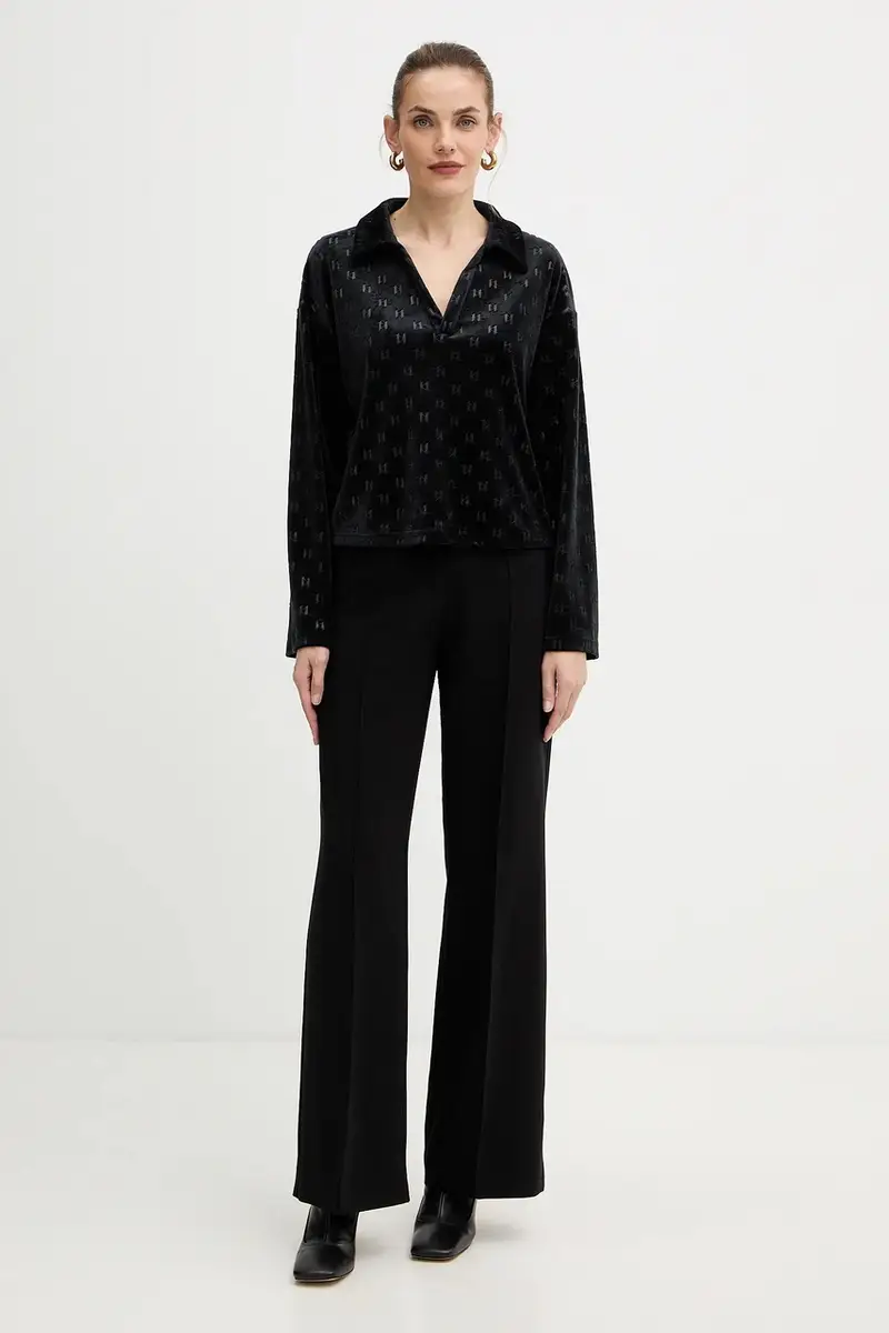 Karl Lagerfeld Maglia nera con colletto miniatura 2