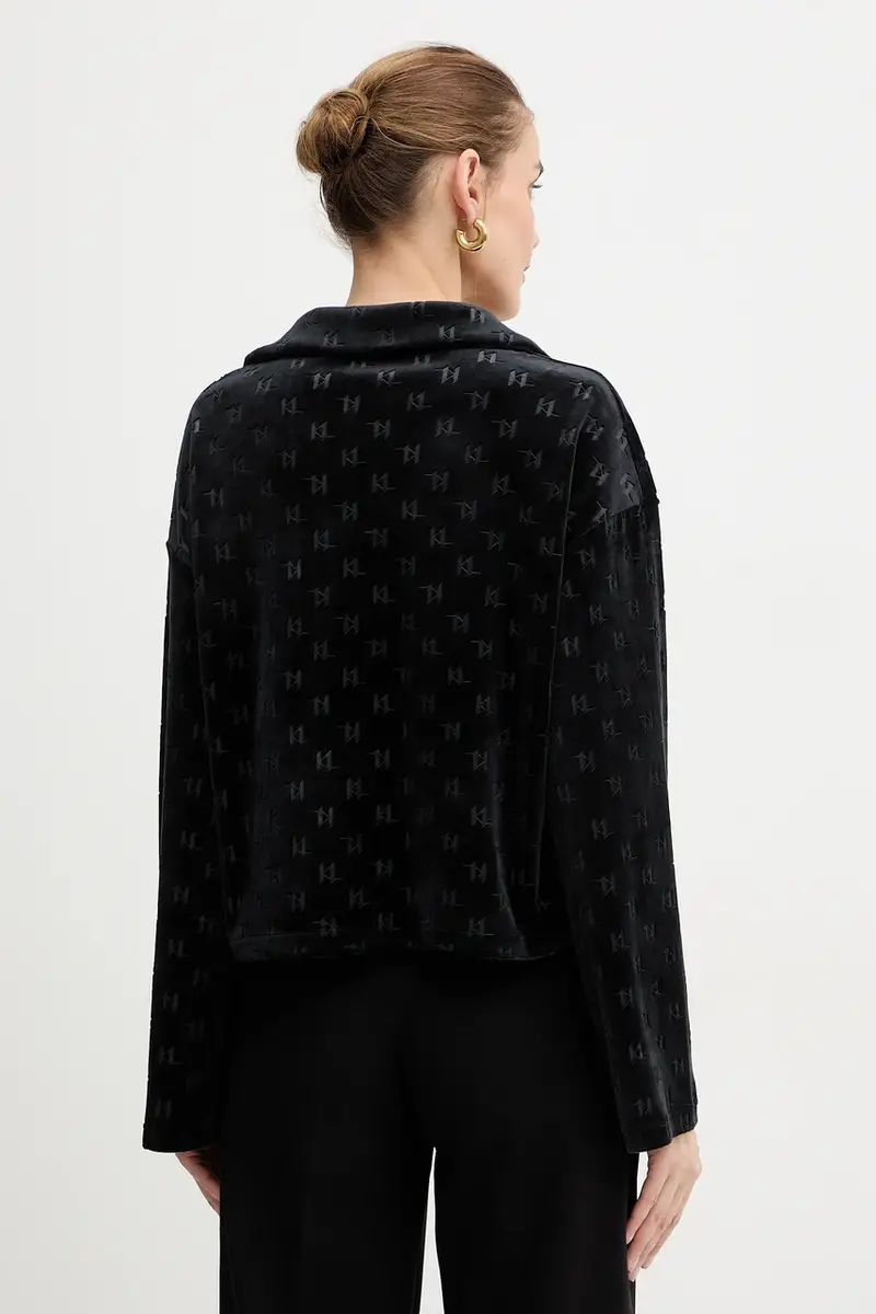 Karl Lagerfeld Maglia nera con colletto miniatura 3