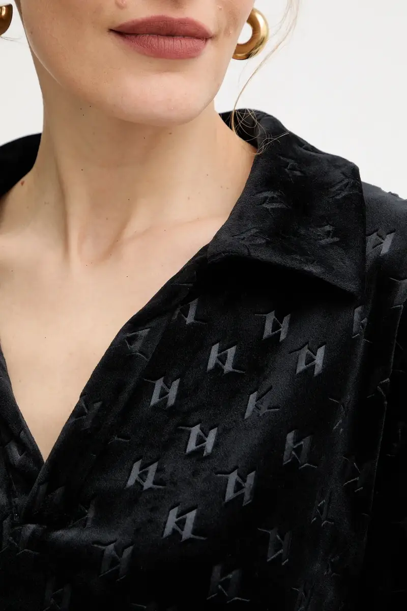 Karl Lagerfeld Maglia nera con colletto miniatura 5