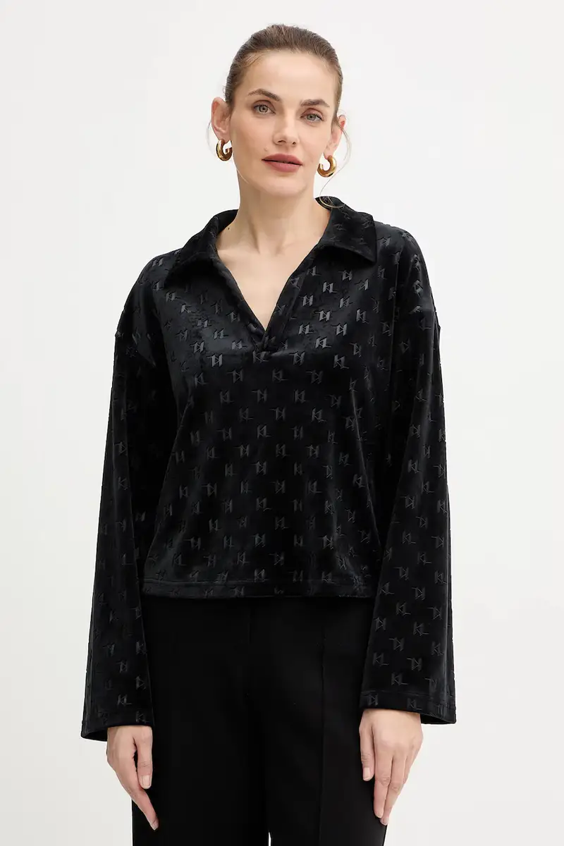 Karl Lagerfeld Maglia nera con colletto