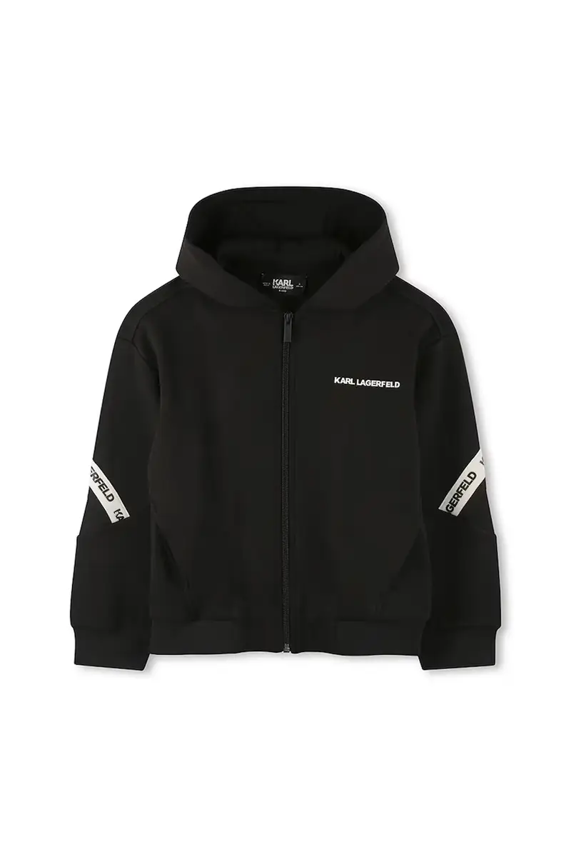 felpa per bambini colore nero con cappuccio con applicazione Z30641 miniatura 2