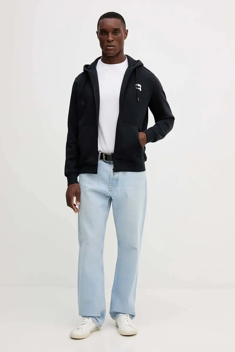 felpa uomo colore blu navy con cappuccio con applicazione 554910.705045 miniatura 2