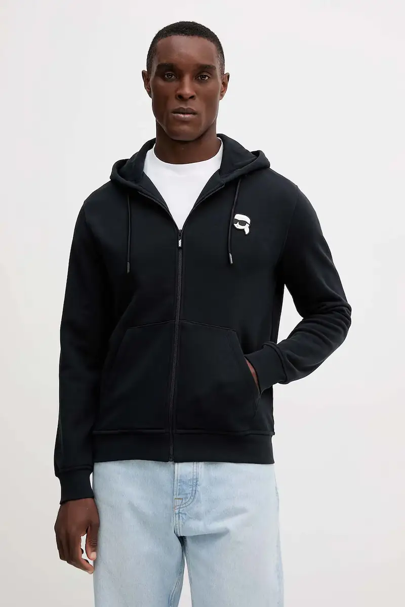 felpa uomo colore blu navy con cappuccio con applicazione 554910.705045