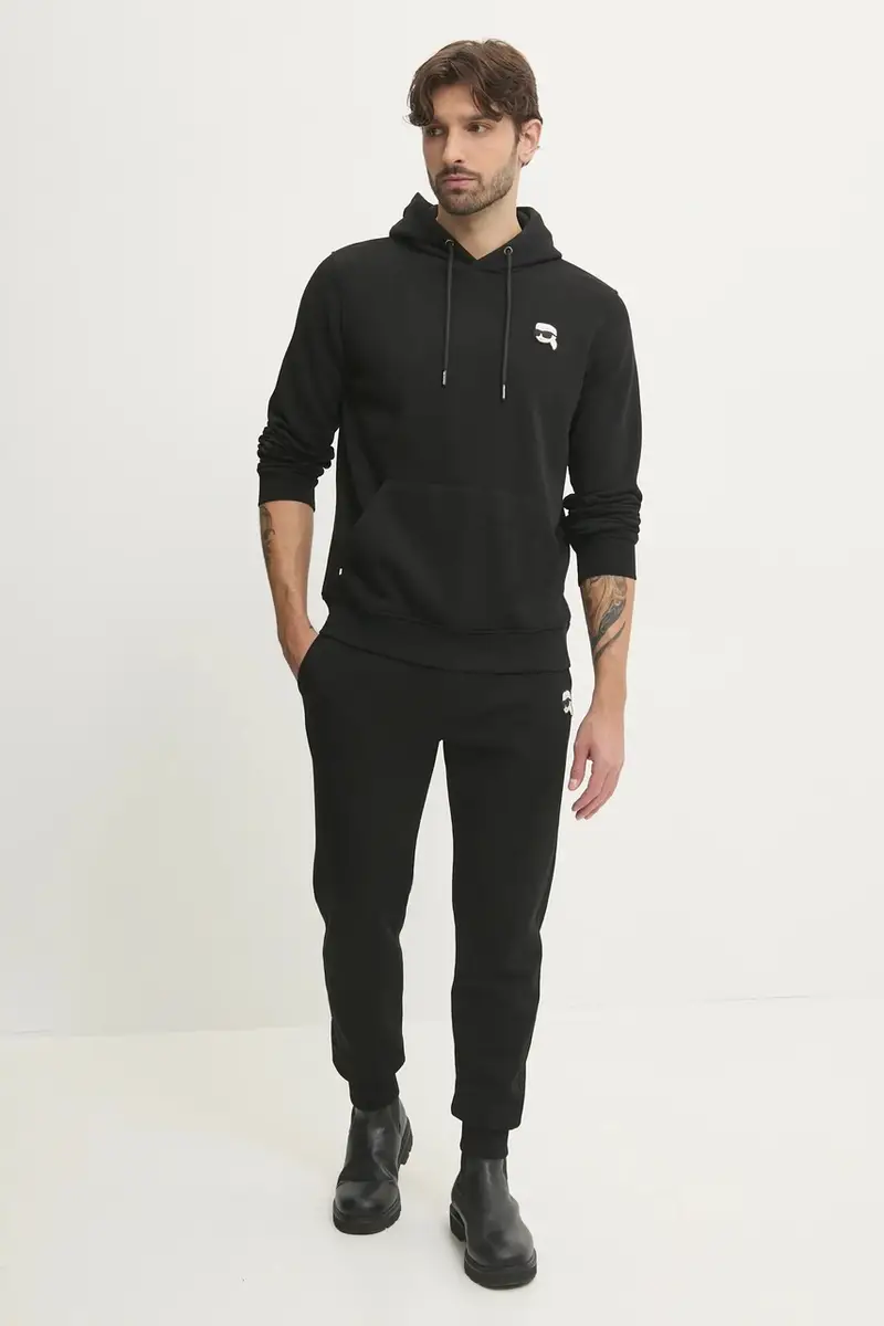 felpa uomo colore nero con cappuccio con applicazione 500900.705711 miniatura 2