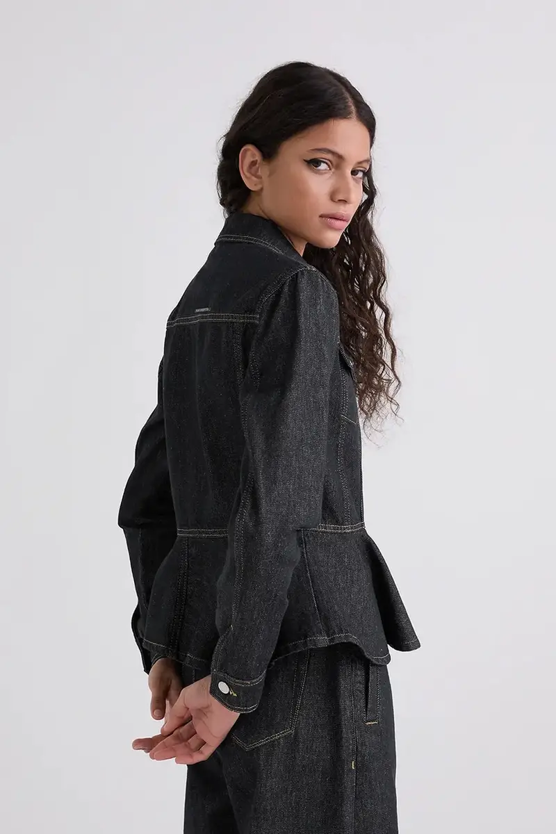 giacca di jeans colore blu navy A3W14001 miniatura 3