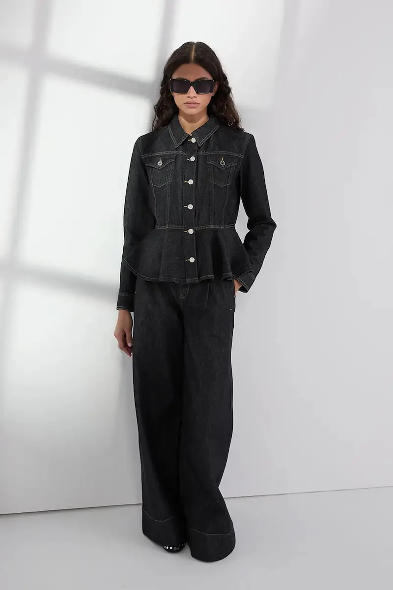 giacca di jeans colore blu navy A3W14001 miniatura 4