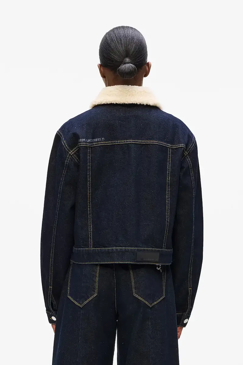 giacca di jeans in cotone colore blu navy A4W14025 miniatura 2