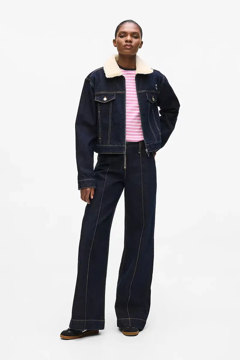 giacca di jeans in cotone colore blu navy A4W14025 miniatura 4