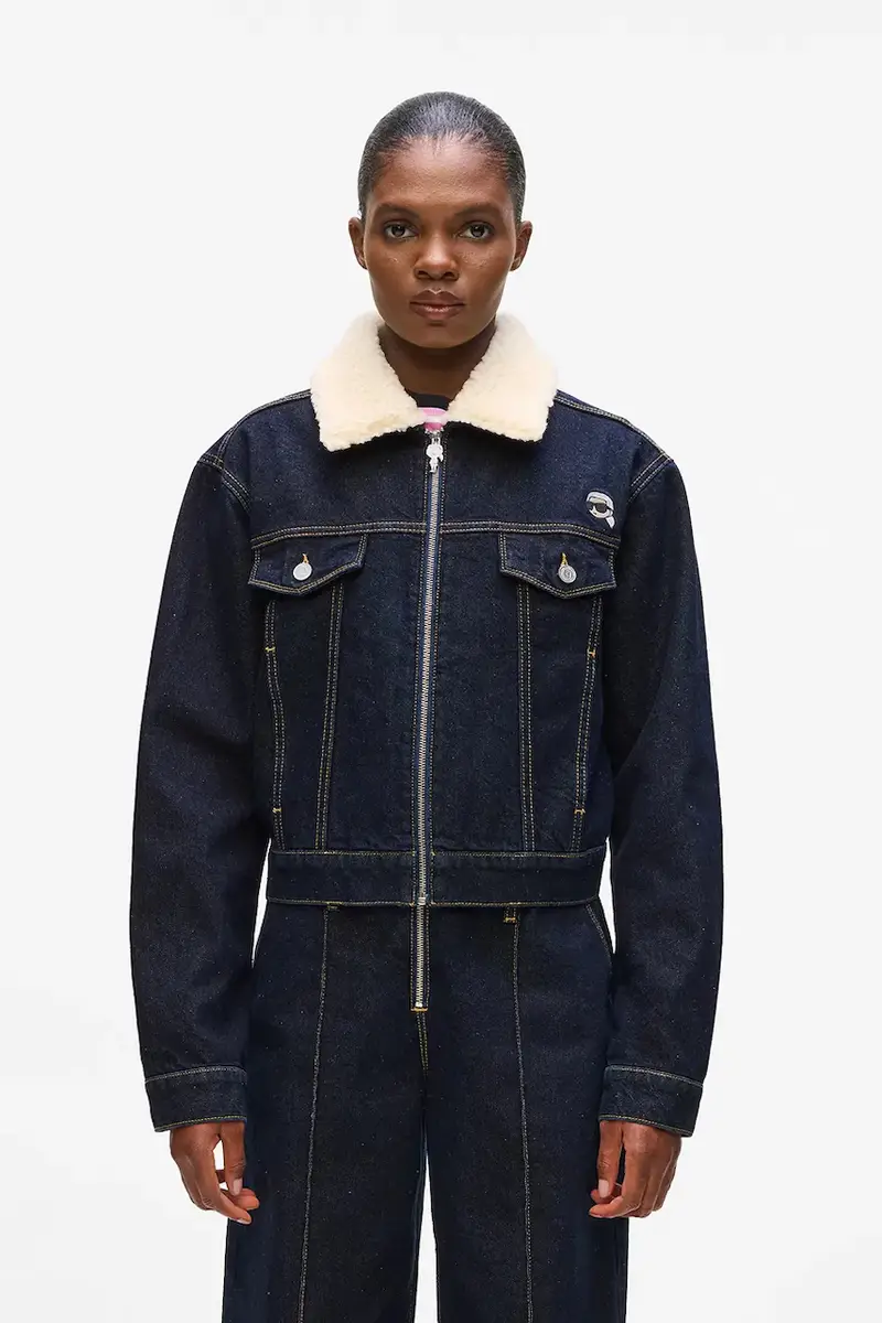 giacca di jeans in cotone colore blu navy A4W14025