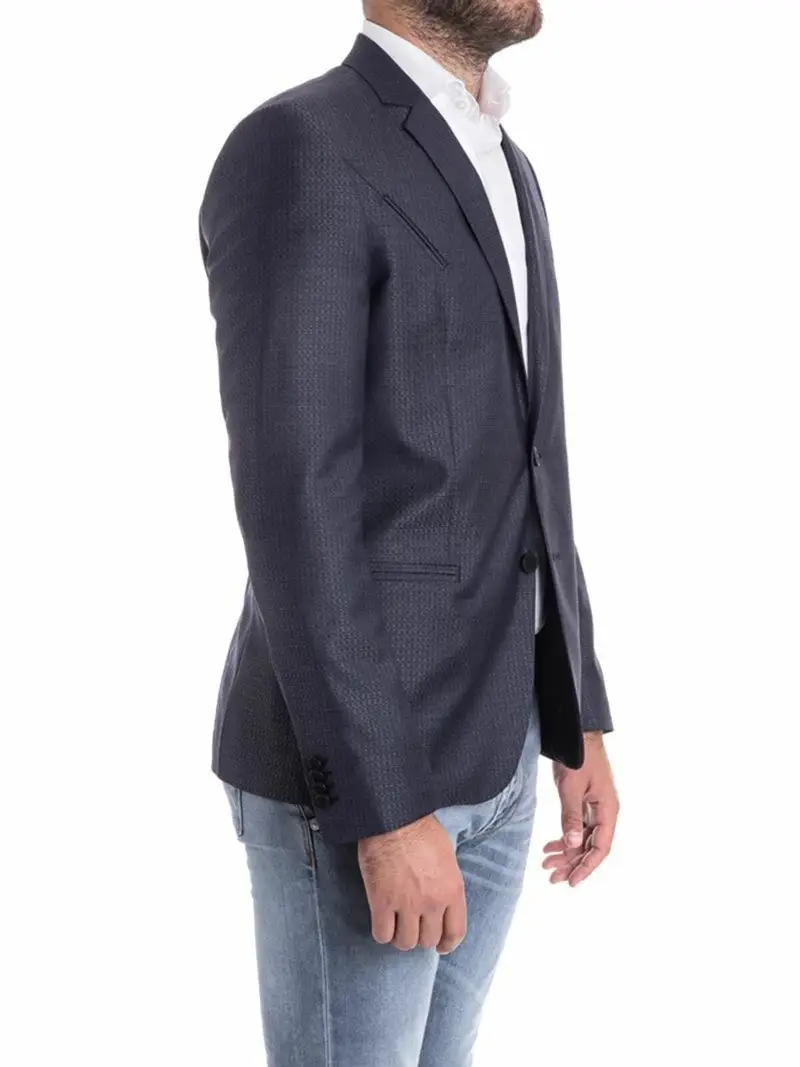 Giacca in lana e seta Blu