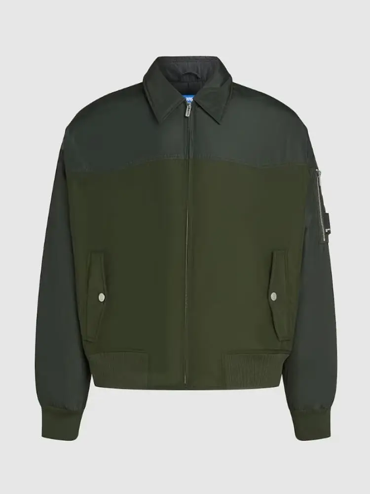giacca verde militare imbottita con zip e colletto
