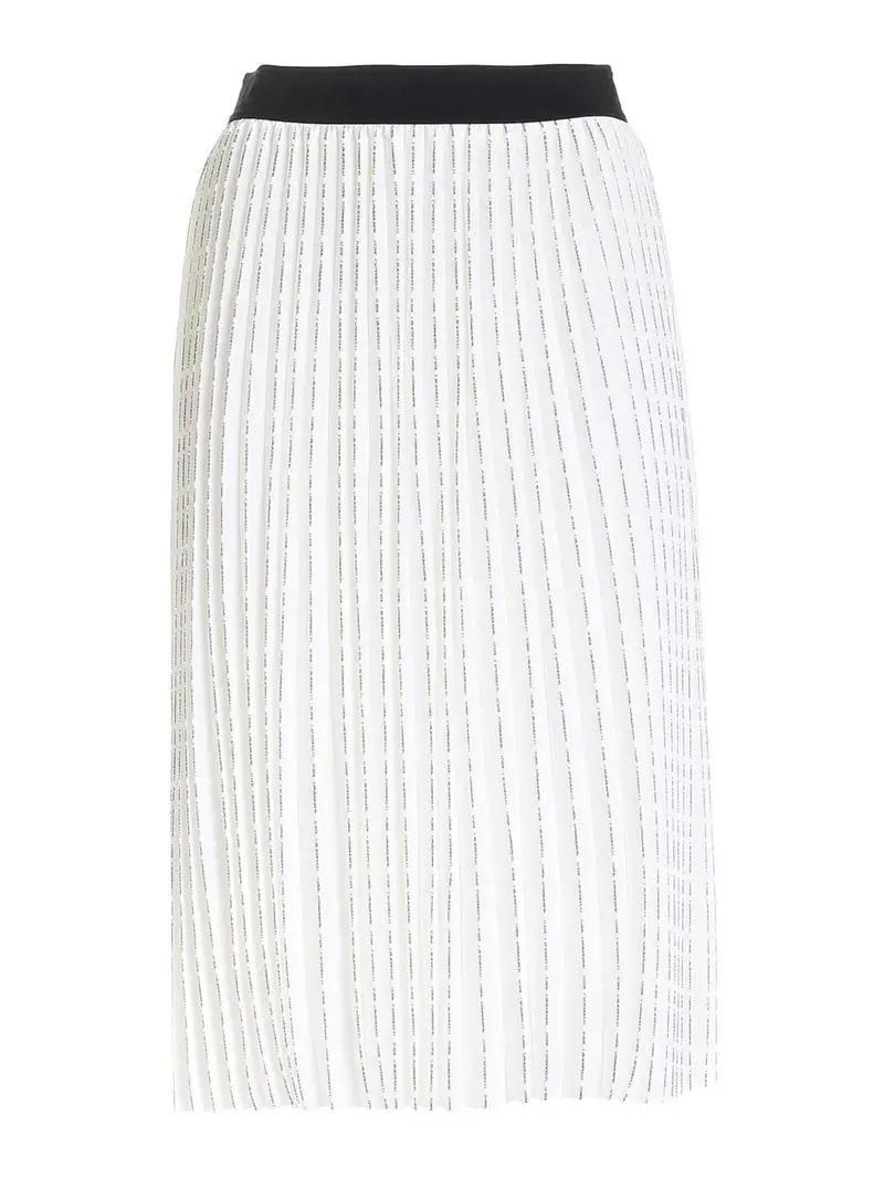Gonna plisse bianca con stampe logo Bianco