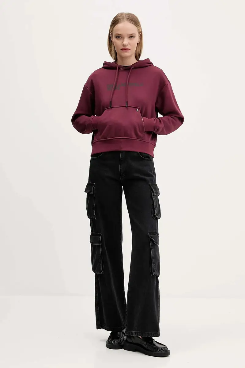 felpa donna colore arancione con cappuccio A2W20053 Granata miniatura 2