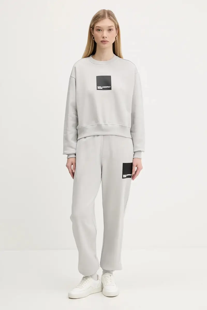 felpa in cotone donna colore beige A1W20006 Grigio miniatura 2