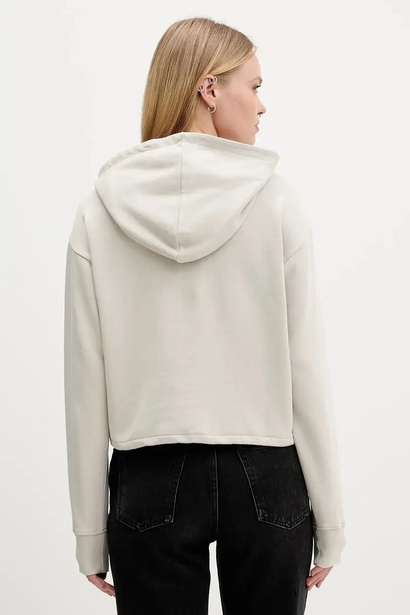 felpa in cotone donna colore beige con cappuccio A4W20004 miniatura 3