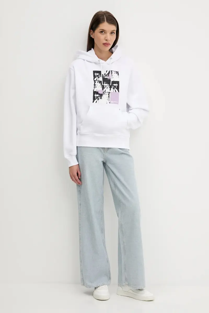 felpa in cotone donna colore bianco con cappuccio A3W20042 miniatura 2