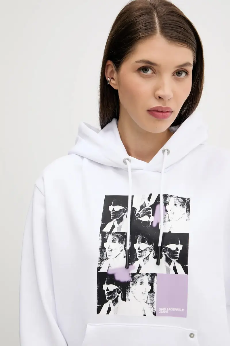 felpa in cotone donna colore bianco con cappuccio A3W20042 miniatura 4