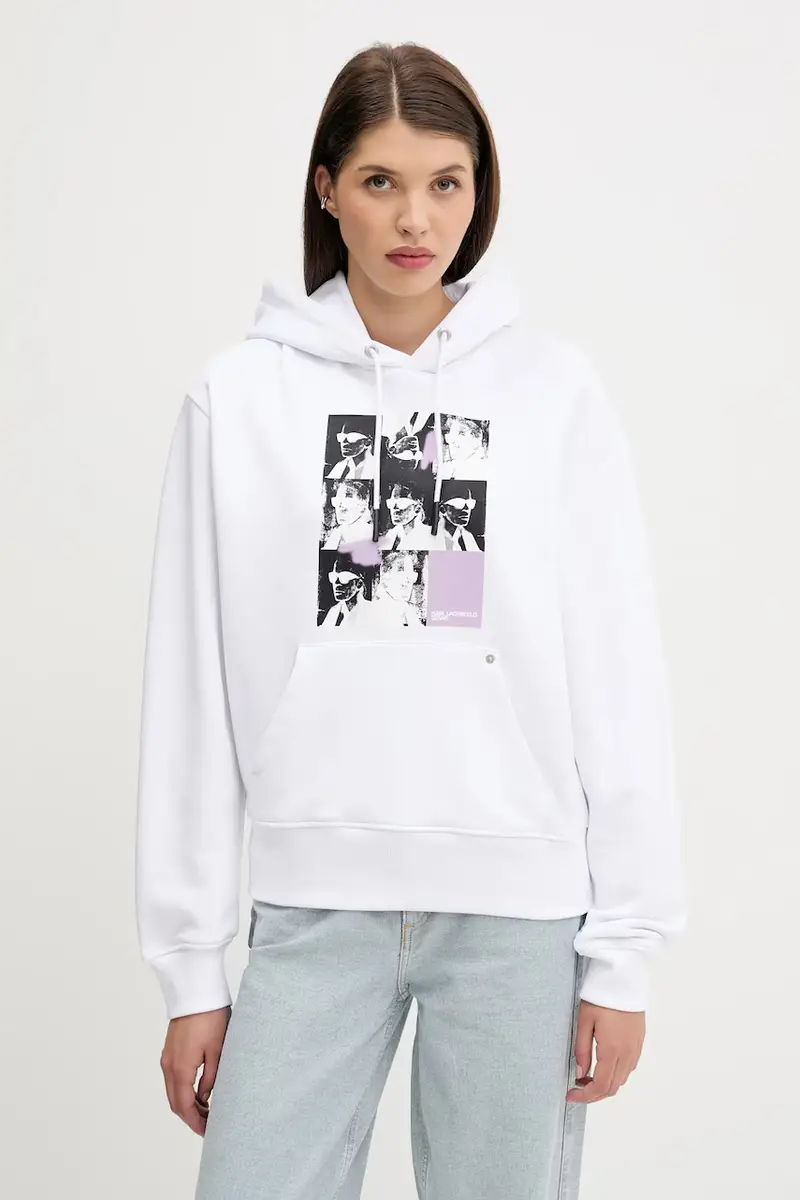 felpa in cotone donna colore bianco con cappuccio A3W20042