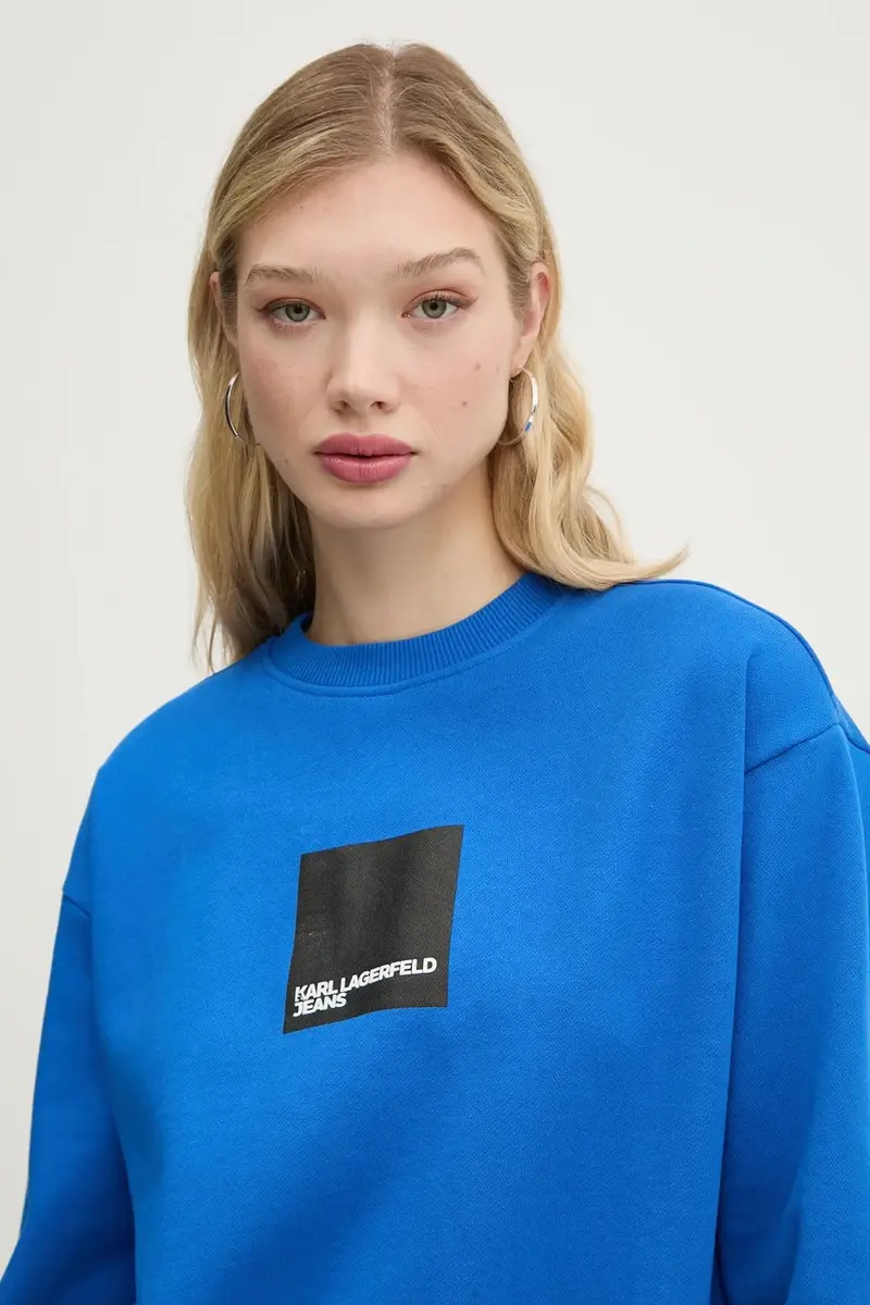 felpa in cotone donna colore blu A1W20006 miniatura 4