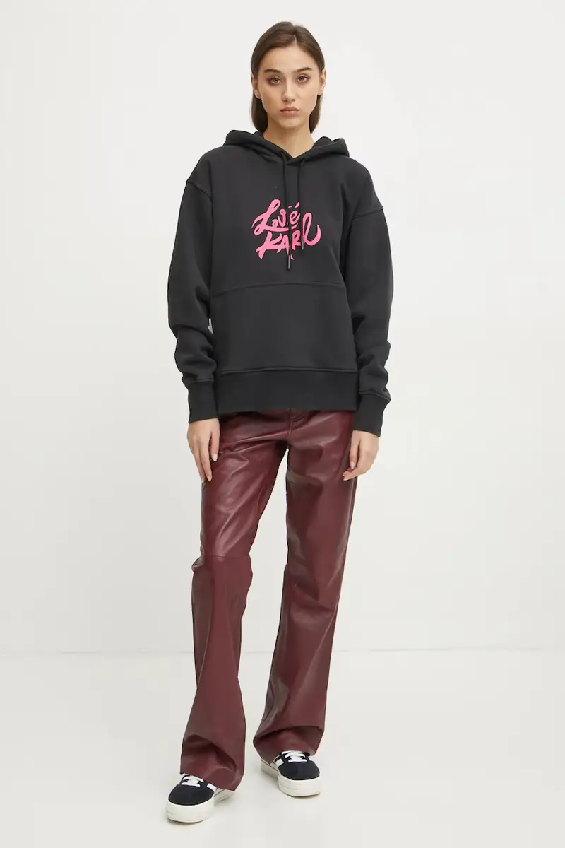 felpa in cotone donna colore nero con cappuccio A1W20093 miniatura 2