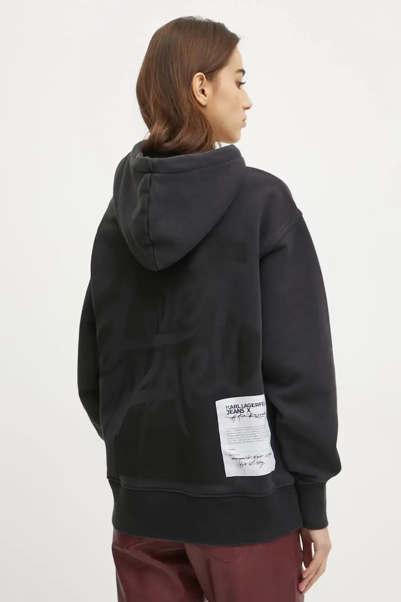 felpa in cotone donna colore nero con cappuccio A1W20093 miniatura 3