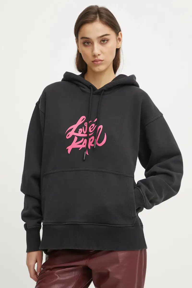 felpa in cotone donna colore nero con cappuccio A1W20093