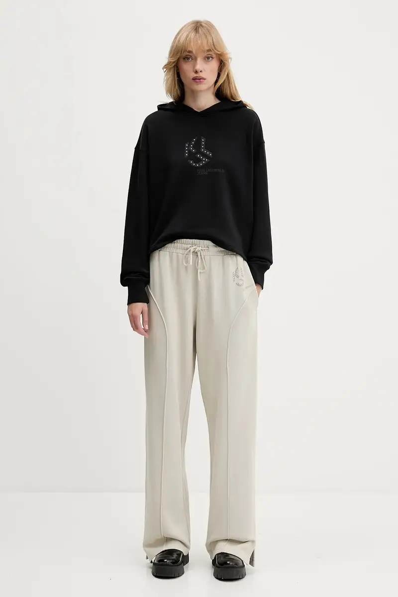 felpa in cotone donna colore nero con cappuccio A4W20004 miniatura 2