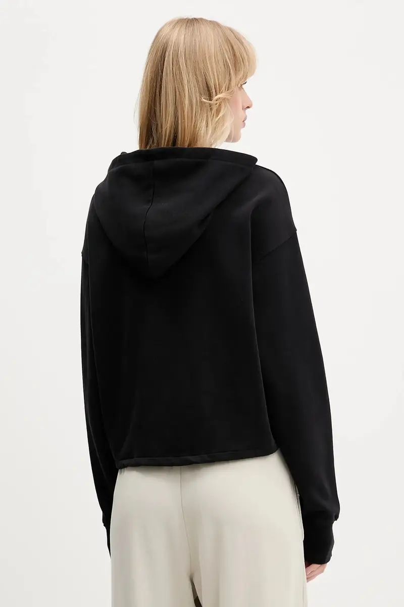 felpa in cotone donna colore nero con cappuccio A4W20004 miniatura 3